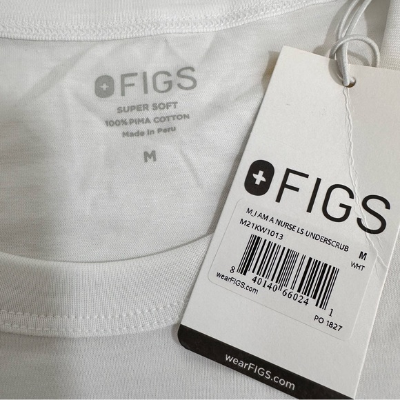 Figs White Long Sleeve Underscrub T- Shirt SZ Medium Super Soft Nurse NWT - Picture 2 of 10